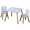 Children's table + 2 chairs, gray with llama patterns, KESPER Children's table + 2 chairs, gray with llama patterns, KESPER