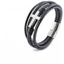 Troli Stylish leather bracelet with cross Leather VBS001SB-PET Troli Stylish leather bracelet with cross Leather VBS001SB-PET
