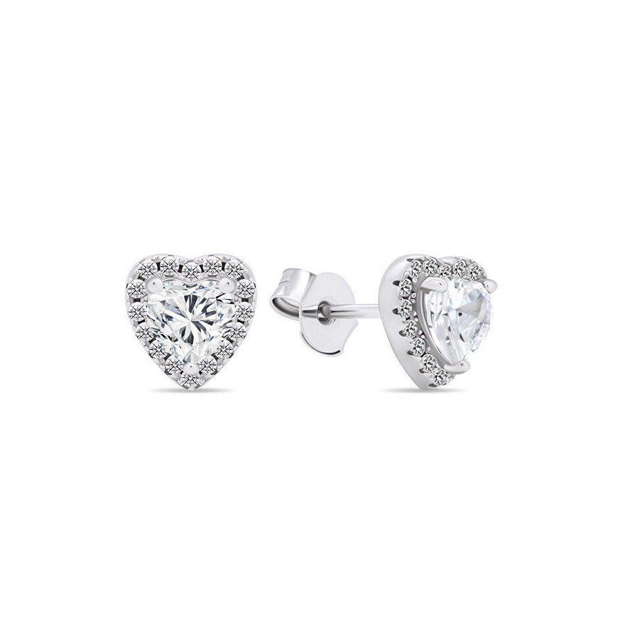 Brilio Silver Brilio Silver Romantic silver earrings with zircons Hearts EA574W