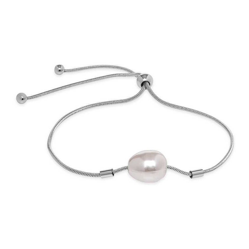 Troli Elegant plieninė apyrankė su dirbtiniu perlu VEDB0540S