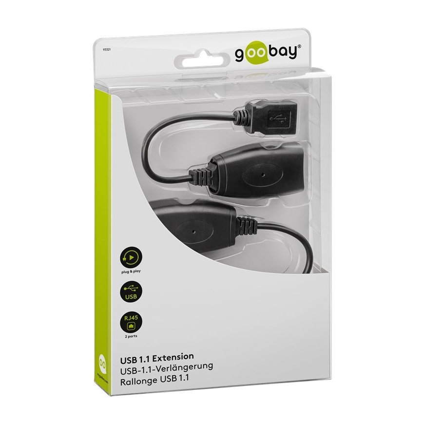 Goobay 93321 kabeļu spraudņu pāreja USB A, RJ45 Melns – 3
