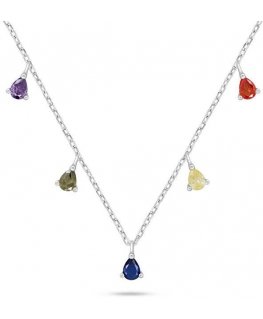 Brilio Silver Brilio Silver Silver necklace with colored zircons NCL137W