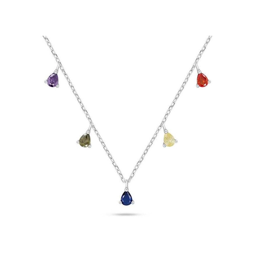 Brilio Silver Brilio Silver Silver necklace with colored zircons NCL137W