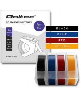 Qoltec Zastaw 4 Taśm 3D do wytłaczarki DYMO Omega | 9mm*3m | 4 colors | self-adhesive