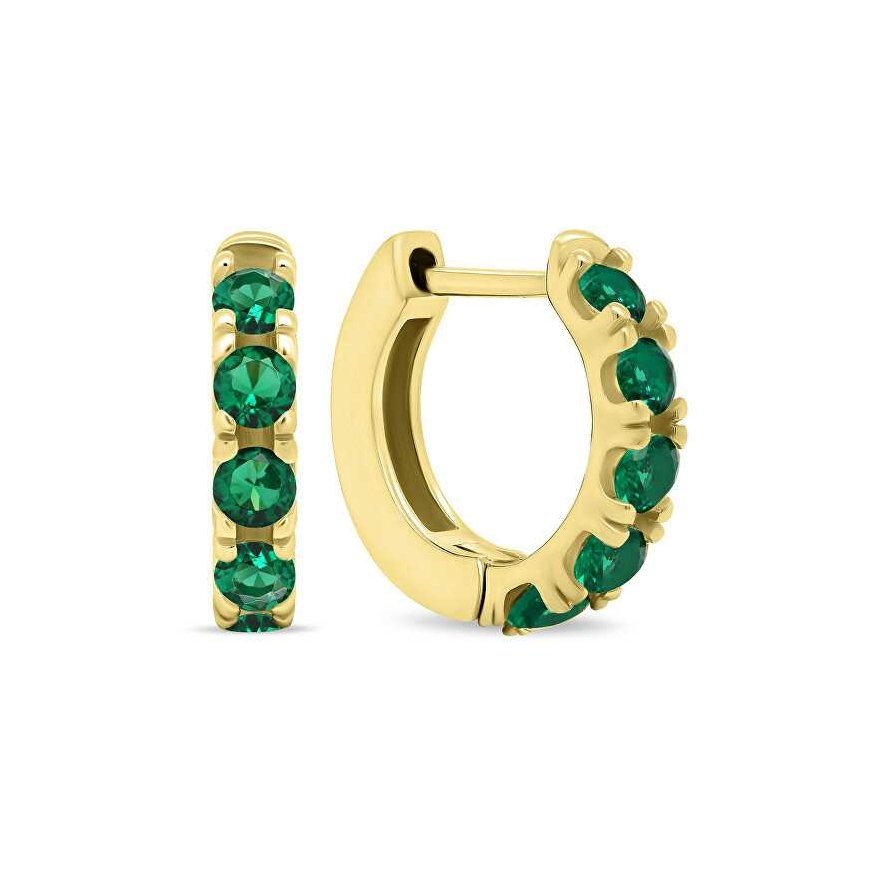 Brilio Silver Small gold-plated rings with green zircons EA481YG