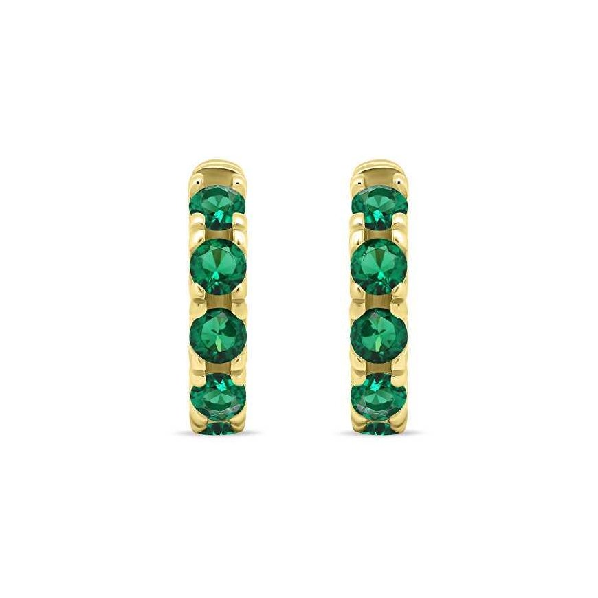 Brilio Silver Small gold-plated rings with green zircons EA481YG – 2