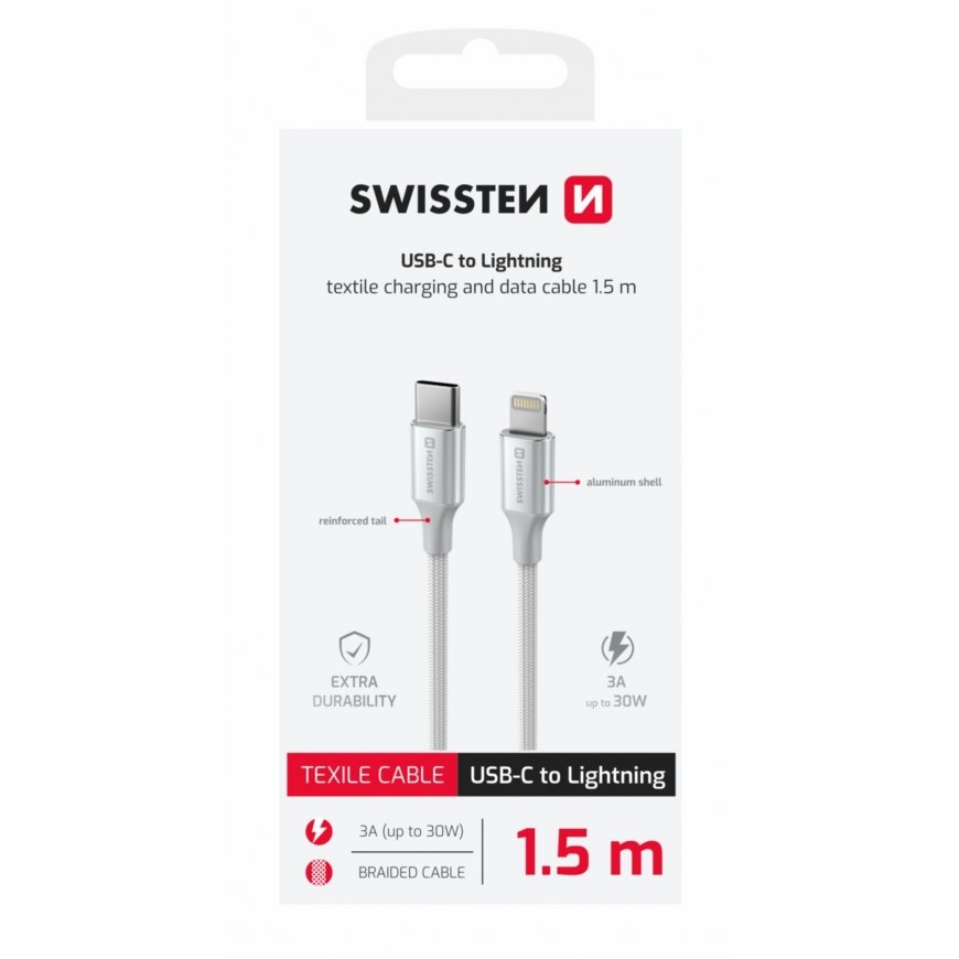 Swissten Textile II USB-C - Lightning