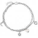 Jwl Luxury Pearls Double Silver Bracelet with Charm and Real Pearl JL0802 Jwl Luxury Pearls Double Silver Bracelet with Charm and Real Pearl JL0802