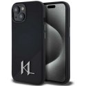 Karl Lagerfeld Silicone Shadow Metal Initial MagSafe Apple iPhone 15 Case Musta