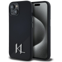 Karl Lagerfeld Silicone Shadow Metal Initial MagSafe Apple iPhone 15 Case Black