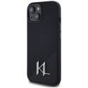 Karl Lagerfeld Silicone Shadow Metal Initial MagSafe Apple iPhone 15 Case Black