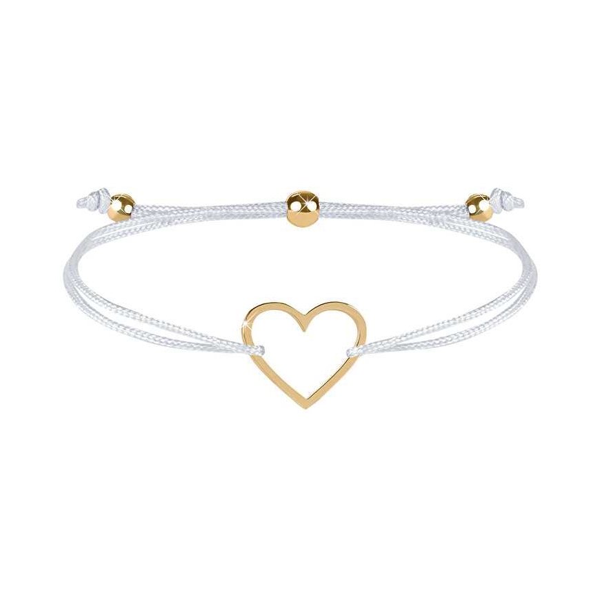 Troli Cord bracelet with heart white/gold