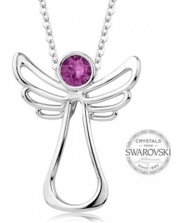 Levien Guardian Angel Fuchsia Crystal Necklace
