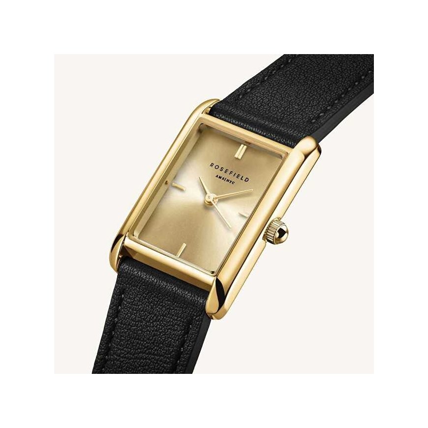 Rosefield Heirloom kello moderni samppanjakellotaulu kulta musta nahka HCBLG-H07 – 2