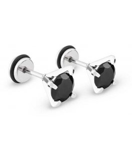 Troli Fashionable steel earrings with black crystals KS-138