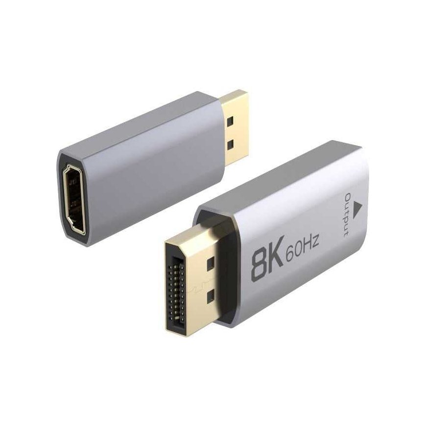 PremiumCord DisplayPort-HDMI-sovitin, 8K@60Hz, 4K@144Hz uros/naaras, kullatut liittimet – 4