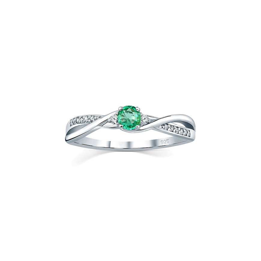 Silvego Silver ring with real natural emerald, size: 55 (JJJR1100ER)