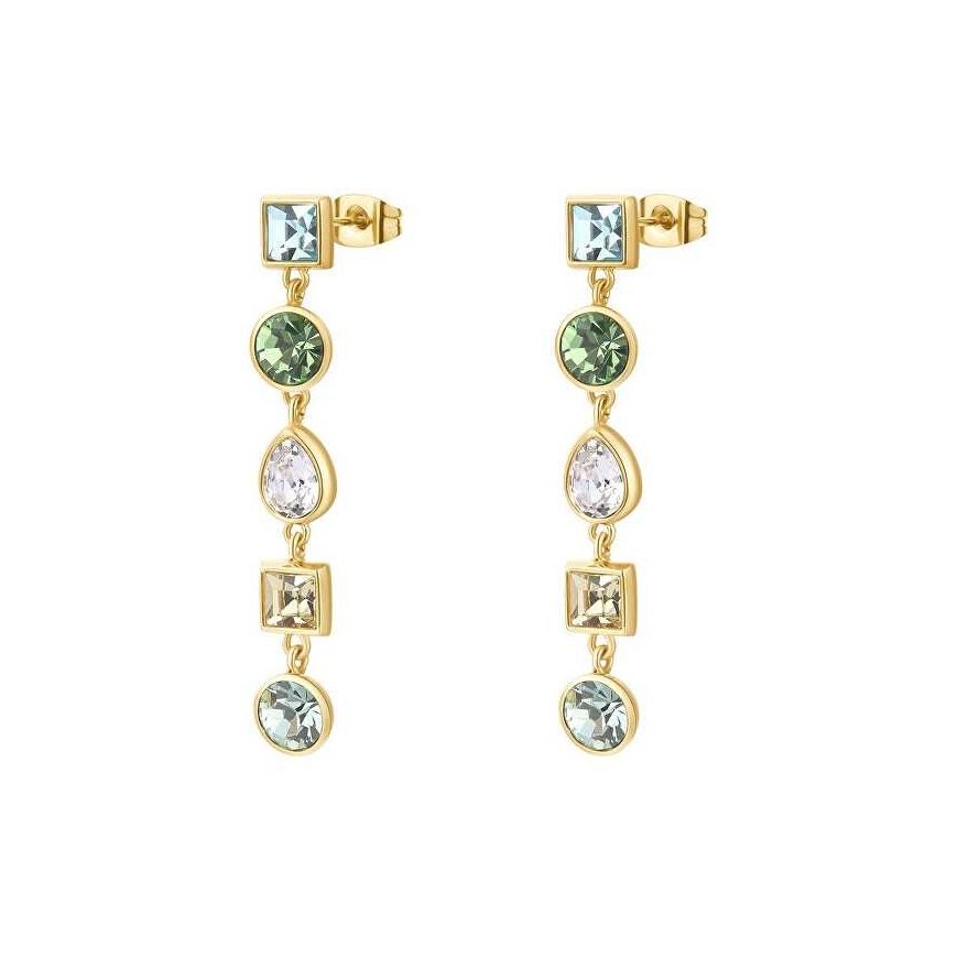 Brosway Long gold-plated earrings with colored crystals Symphonia BYM182