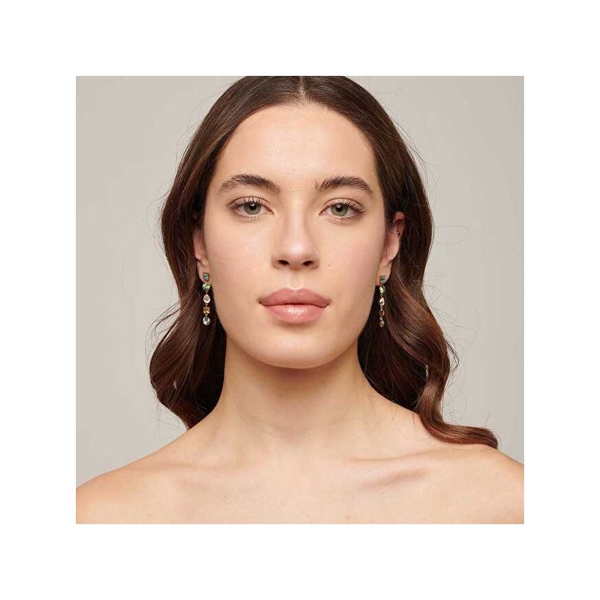 Brosway Long gold-plated earrings with colored crystals Symphonia BYM182 – 3