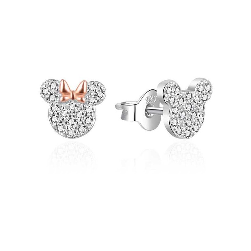 Agato Minnie and Mickey asymmetrical silver earrings AGT-ED022PW