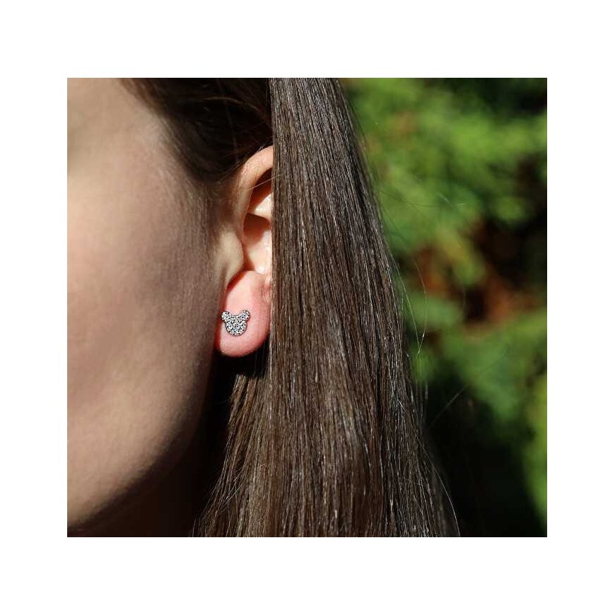 Agato Minnie and Mickey asymmetrical silver earrings AGT-ED022PW – 2