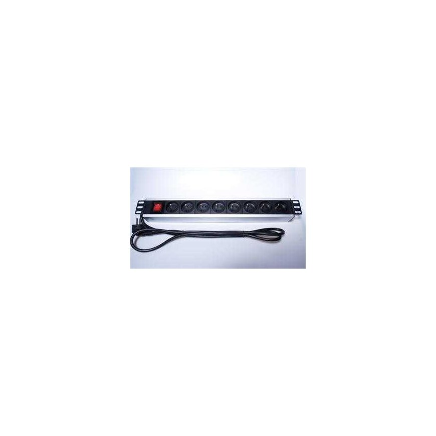 PremiumCord PremiumCord Virtapaneeli 19" telineeseen 1,5U, 8x230V, 2m kaapeli, kytkin