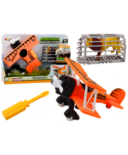 Lean Toys Lėktuvas Lengvas lėktuvas Gyvūnų transportavimas Cage Lion Atsukamas atsuktuvas