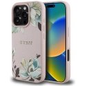 Guess Grained Printed Flower Pattern MagSafe Apple iPhone 16 Pro dėklas telefonui rožinės spalvos Guess Grained Printed Flower Pattern MagSafe Apple iPhone 16 Pro dėklas telefonui rožinės spalvos