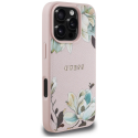 Guess Graained Printed Flower Pattern MagSafe Apple iPhone 16 Pro puhelinkuori vaaleanpunainen Guess Graained Printed Flower Pattern MagSafe Apple iPhone 16 Pro puhelinkuori vaaleanpunainen