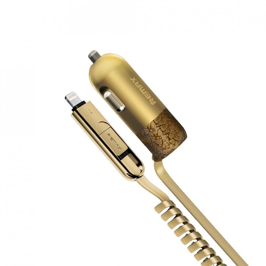 Remax RCC103FINCHYG mobile device charger Smartphone, Tablet Gold Cigar lighter Auto