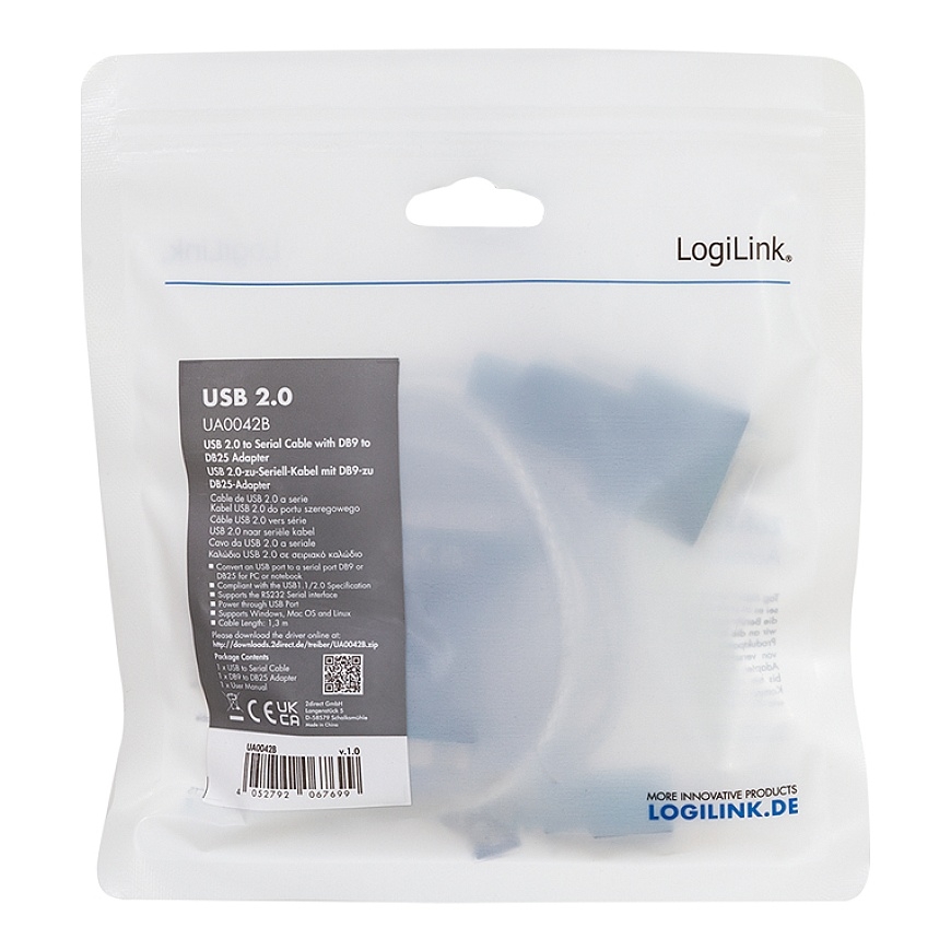 LogiLink UA0042B nuoseklusis keitiklis / kartotuvas / skyriklis USB 2.0 RS-232 Žalia, Permatomas – 4