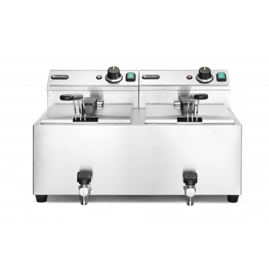 Hendi 209301 обжарочный аппарат Двойной 16 L Автономный 7000 W Фритюрница Серебристый
