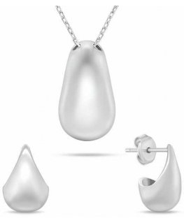Brilio Silver Minimalist hopea korusetti SET272W Tear Drop (kaulakoru, korvakorut)
