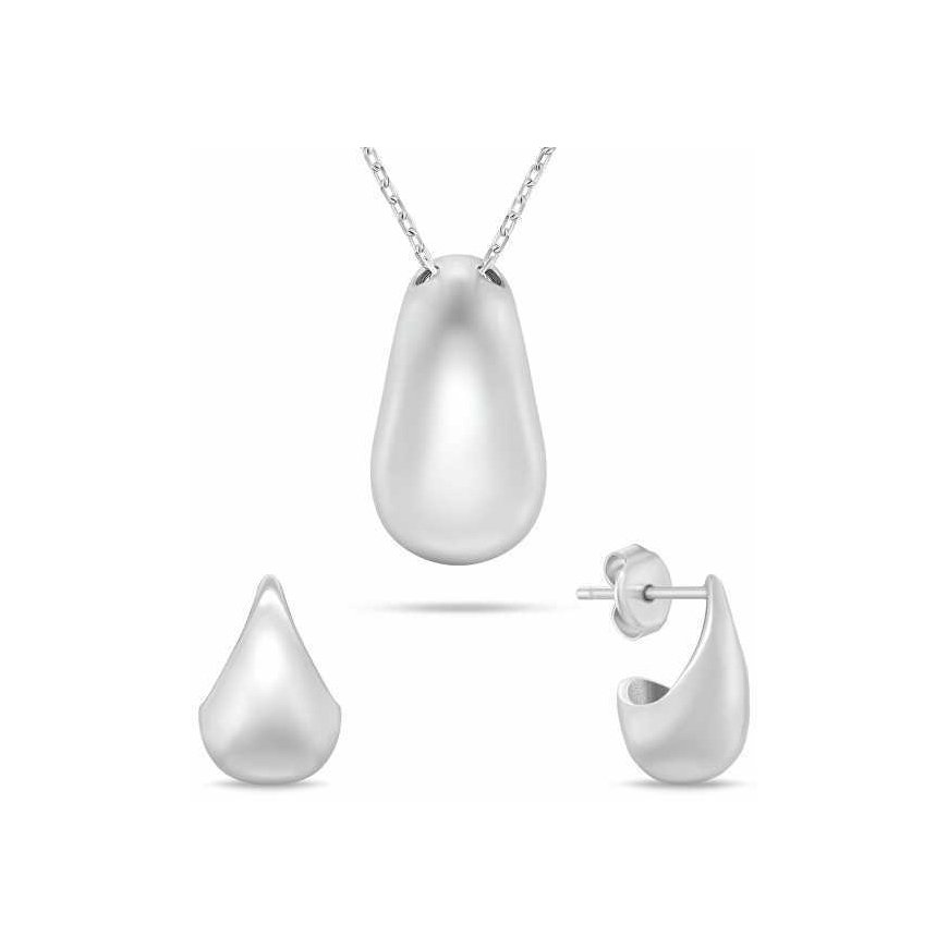 Brilio Silver Minimalist Silver Jewelry Set SET272W Tear Drop (necklace, earrings)