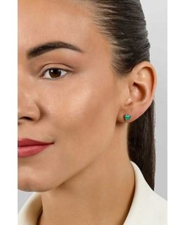 Brilio Silver Delicate silver earrings Hearts with synthetic opals EA610WG