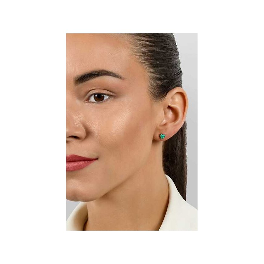 Brilio Silver Delicate silver earrings Hearts with synthetic opals EA610WG