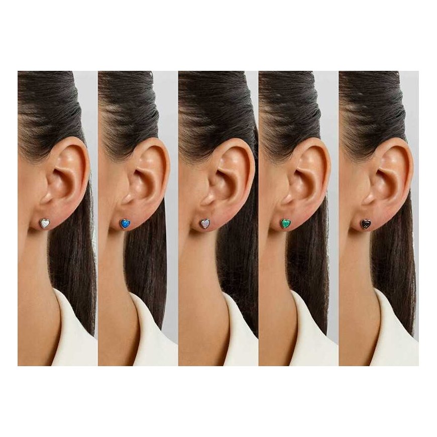 Brilio Silver Delicate silver earrings Hearts with synthetic opals EA610WG – 4