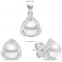 Brilio Silver Silver jewelry set with real pearls SET268W (earrings, pendant) Brilio Silver Silver jewelry set with real pearls SET268W (earrings, pendant)