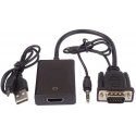 AV adapter PremiumCord HDMI - D-Sub (VGA) + 3.5 mm black jack