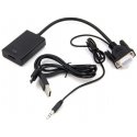 AV-sovitin PremiumCord HDMI - D-Sub (VGA) + 3,5 mm musta liitin