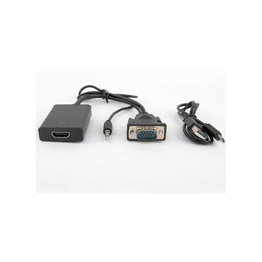 AV-sovitin PremiumCord HDMI - D-Sub (VGA) + 3,5 mm musta liitin – 5