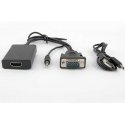 AV adapteris PremiumCord HDMI - D-Sub (VGA) + 3,5 mm juodas lizdas
