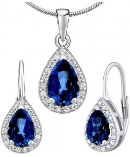 Silvego Silver set MONACO with sapphire LPS0341BS (earring, pendant)