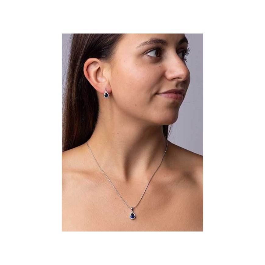 Silvego Silver set MONACO with sapphire LPS0341BS (earring, pendant) – 3