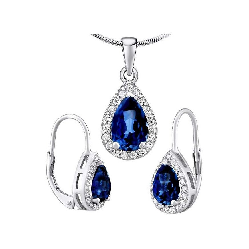 Silvego Silver set MONACO with sapphire LPS0341BS (earring, pendant) – 4