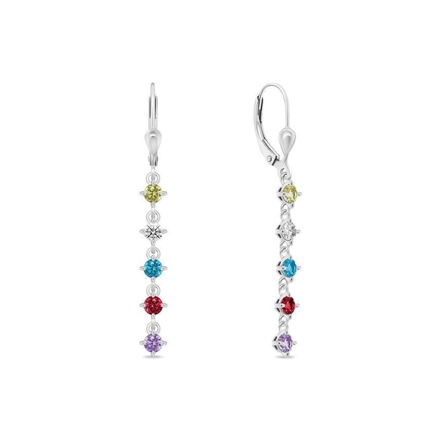 Brilio Silver Playful dangling earrings with colored zircons EA1008WRBW