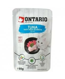 Canned cat food : Ontario Pouch Tuna in Broth, 80 g