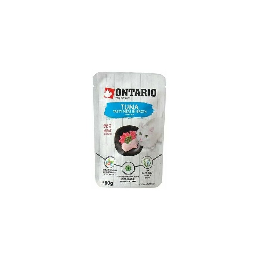 Canned cat food : Ontario Pouch Tuna in Broth, 80 g