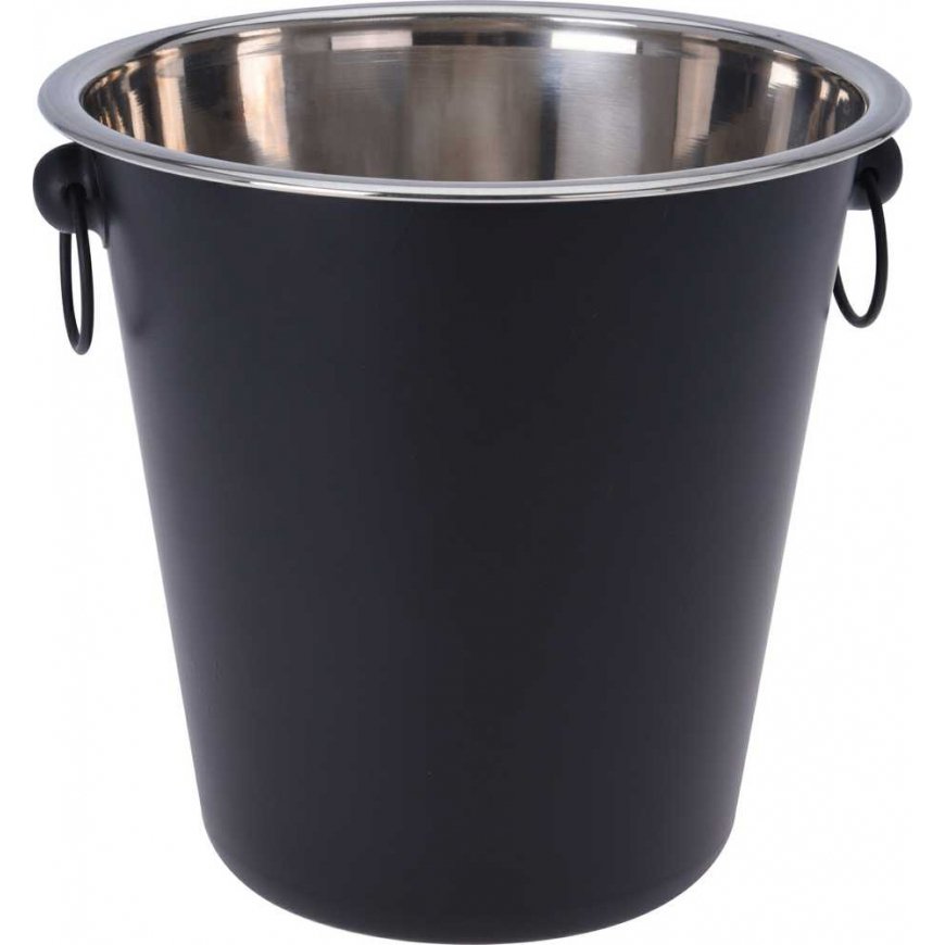 Excellent Houseware Black steel ice bucket, bottle of champagne, wine, spirits ice bucket