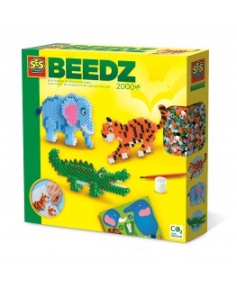 SES Creative Beedz Iron on beads - Safari animals - 2000 Iron on beads, High quality, Bright colours, Age 5+